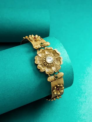 Gold Plated Antique Design Freesize Bracelet for Women