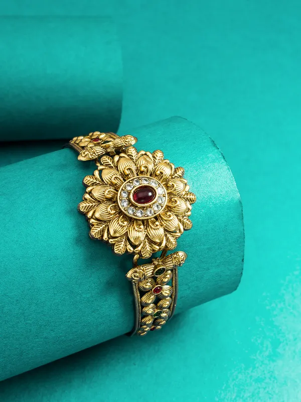 Gold Plated Antique Design Freesize Bracelet for Women