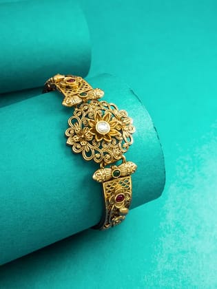 Gold Plated Antique Design Freesize Bracelet for Women