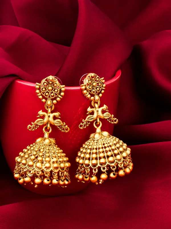 Blee19 Gold-Plated Contemporary Jhumkas Earrings