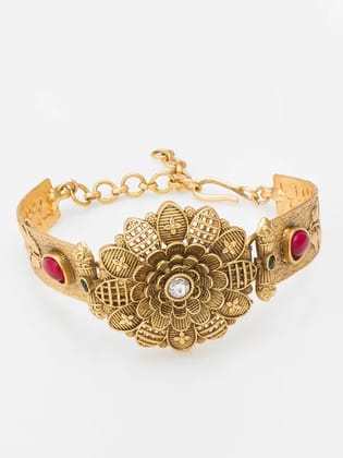 Gold Plated Antique Design Freesize Bracelet for Women