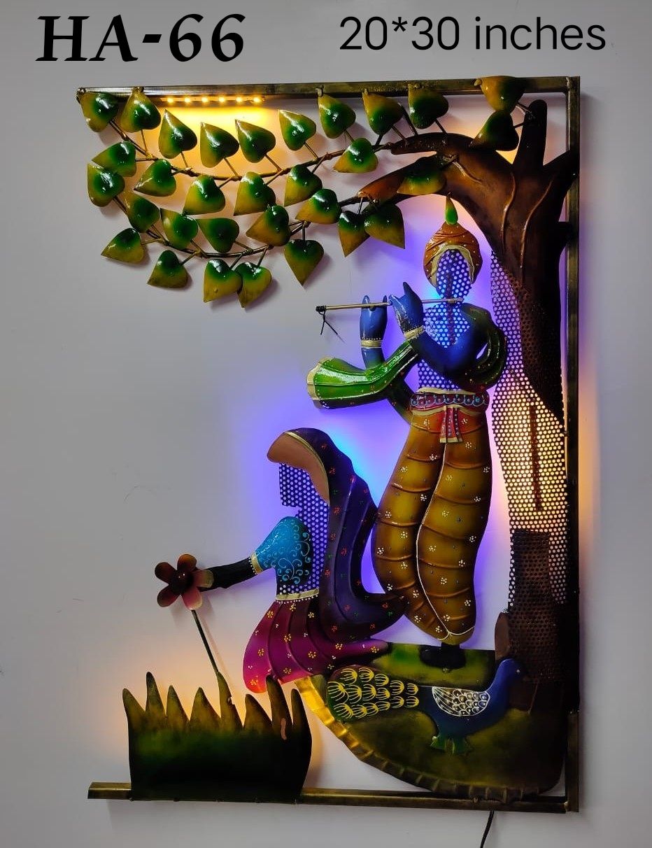 SHAMBHU HANDICRAFTS: WALL DECOR SHREE RADHA KRISHNA WITH BACK GROUND LED LIGHT