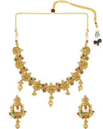 Blee19 Stones-Studded Beads-Beaded Temple Jewellery Set