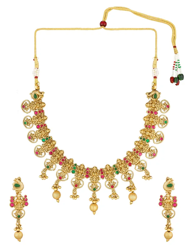 Blee19 Stone Studded Beaded Jewellery Set