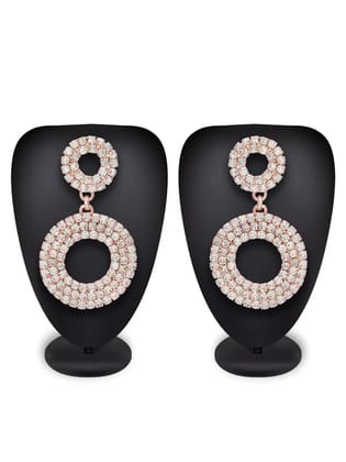 Blee19 18k Rose Gold Plated Dailywear AD CZ Studded Stud Tops Earrings For Women