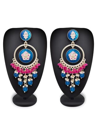 Blee19 18k Gold Plated Meenakari Chandbali Earrings For Women