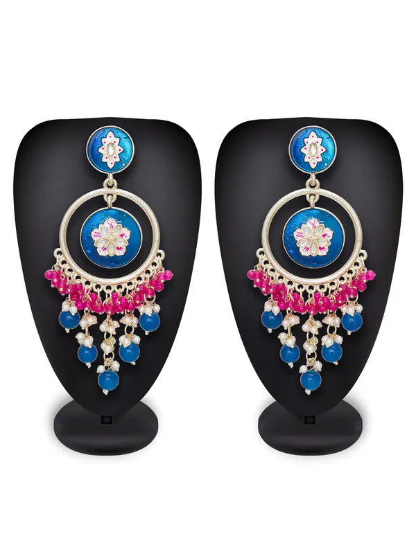 Blee19 18k Gold Plated Meenakari Chandbali Earrings For Women