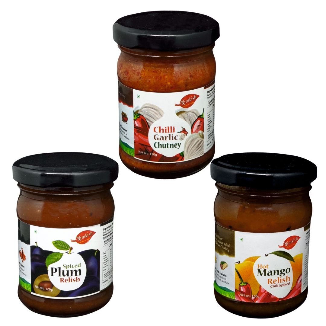 Nimkish Chatak Chutney Combo Pack Of 3 (3 X 120g) | Jams | Chutney | Relish