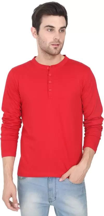 Men Solid Round Neck Pure Cotton Red T-Shirt