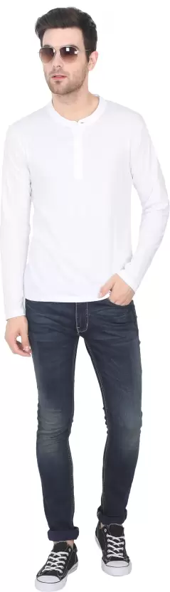 Men Solid Round Neck Pure Cotton White T-Shirt