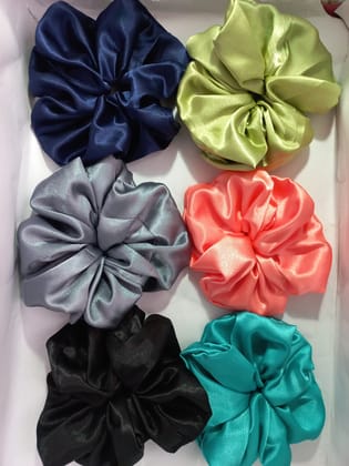 Satin Scrunchies Set of 6  Pcs