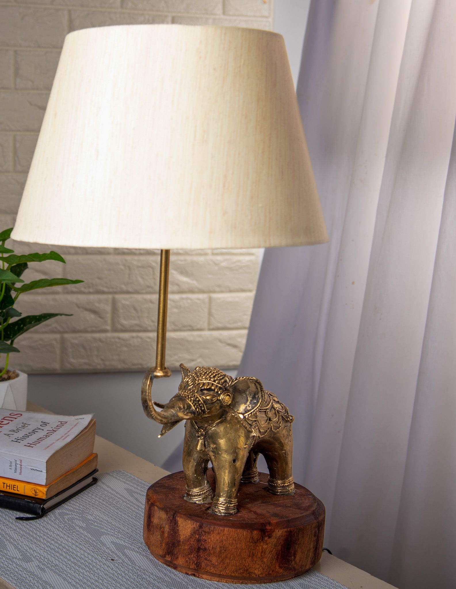 Artistic Dhokra Sculpture Table Lamp - The Tribal Hermit - Brass Metal 18" Table Lamp - Home Décor