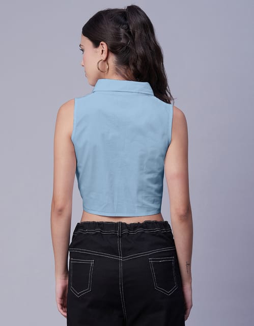 Buy Fabflee Women's Shirt Collar Rib Knitted Short Sleeves Tops