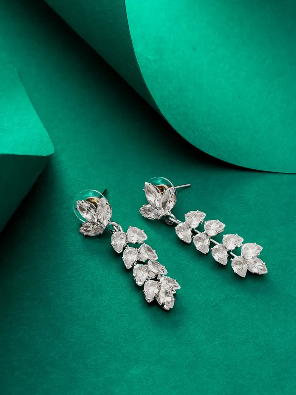 Green Pearl American Diamond Chandbali Earrings | FashionCrab.com | Chandbali  earrings, American diamond, Green pearls