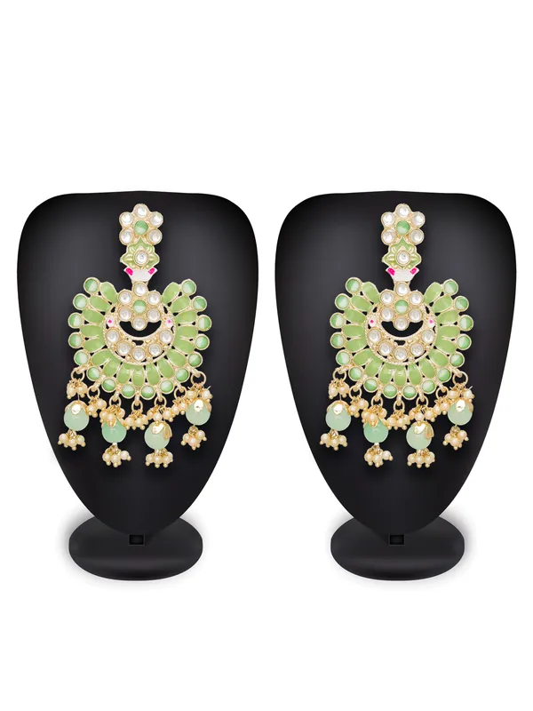 Blee19 18k Gold Plated Meenakari Chandbali Earrings For Women