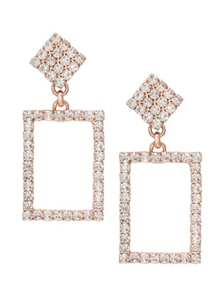 Blee19 18k Rose Gold Plated Dailywear AD CZ Studded Stud Tops Earrings For Women