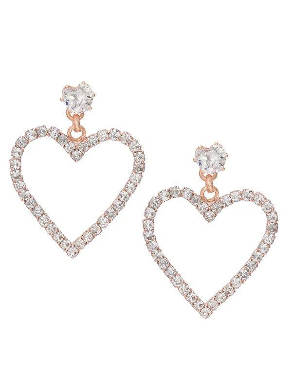 Blee19 18k Rose Gold Plated Dailywear AD CZ Studded Stud Tops Earrings For Women