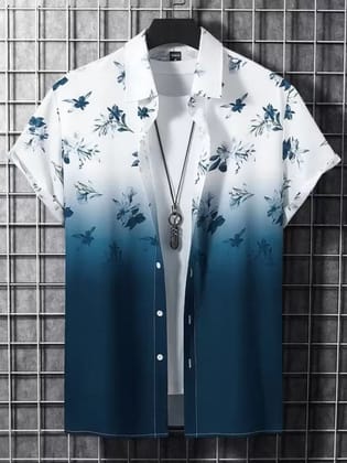 Men Regular Fit Printed Cut Away Collar Casual Shirt