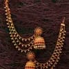 Blee19 Latest Stylish Fancy Gold Plated Traditional Earring With Chain Beads Drop Temple Jhumka Earrings