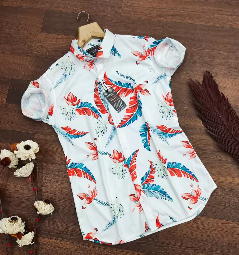 Men Regular Fit Printed Mandarin Collar Casual Shirt