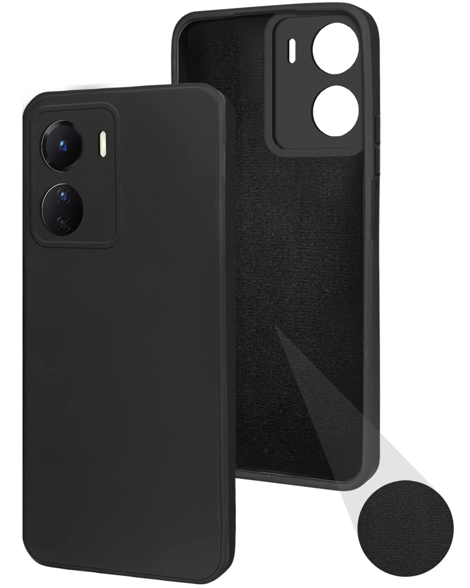 Back Cover Case for Vivo Y16 (Inside Fiber Cloth | Smooth Matte Finish | Elegant Professional Look |Black)