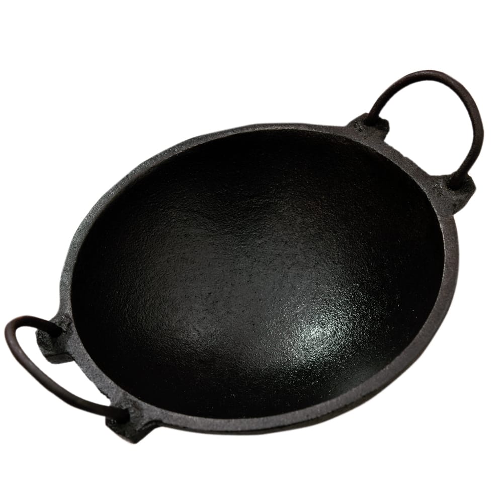 Seematis Kitchen Pre seasoned Cast Iron Kadai / Kadhai 7<8<9<10 Inch Black Small Size / Pots & Pan / Wok