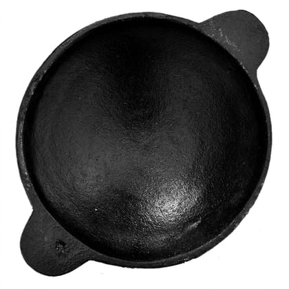 Seematis Kitchen Pre Seasoned Cast Iron Appam Chatty / Appam Pan 8<9<10 Inch Black