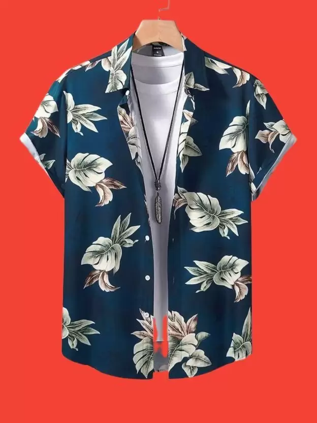 Men Regular Fit Floral Print Spread Collar Casual Shirt