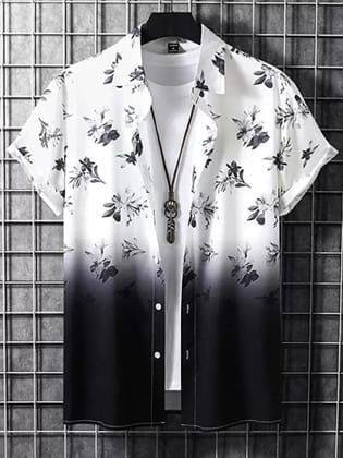 Men Regular Fit Printed Cut Away Collar Casual Shirt