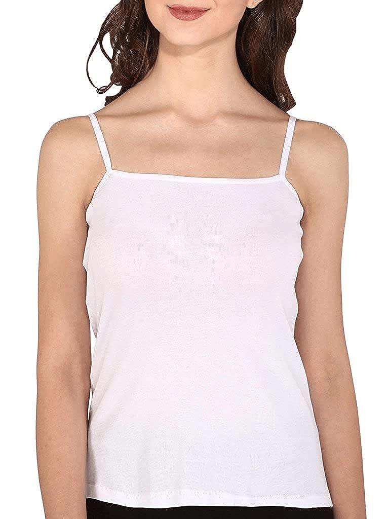 Women's Molded Cotton Camisole Girls Sweetheart Neck Slip with Adjustable  Strap/Ladies Stylish Casual Cami Tank Top White