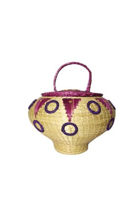 Dhani Mart Handmade Cane Baskets Storage Decorative Cane Tray Basket With Handle for Home Kitchen Restaurant and Travel Use Natural Eco-Friendly Baskets