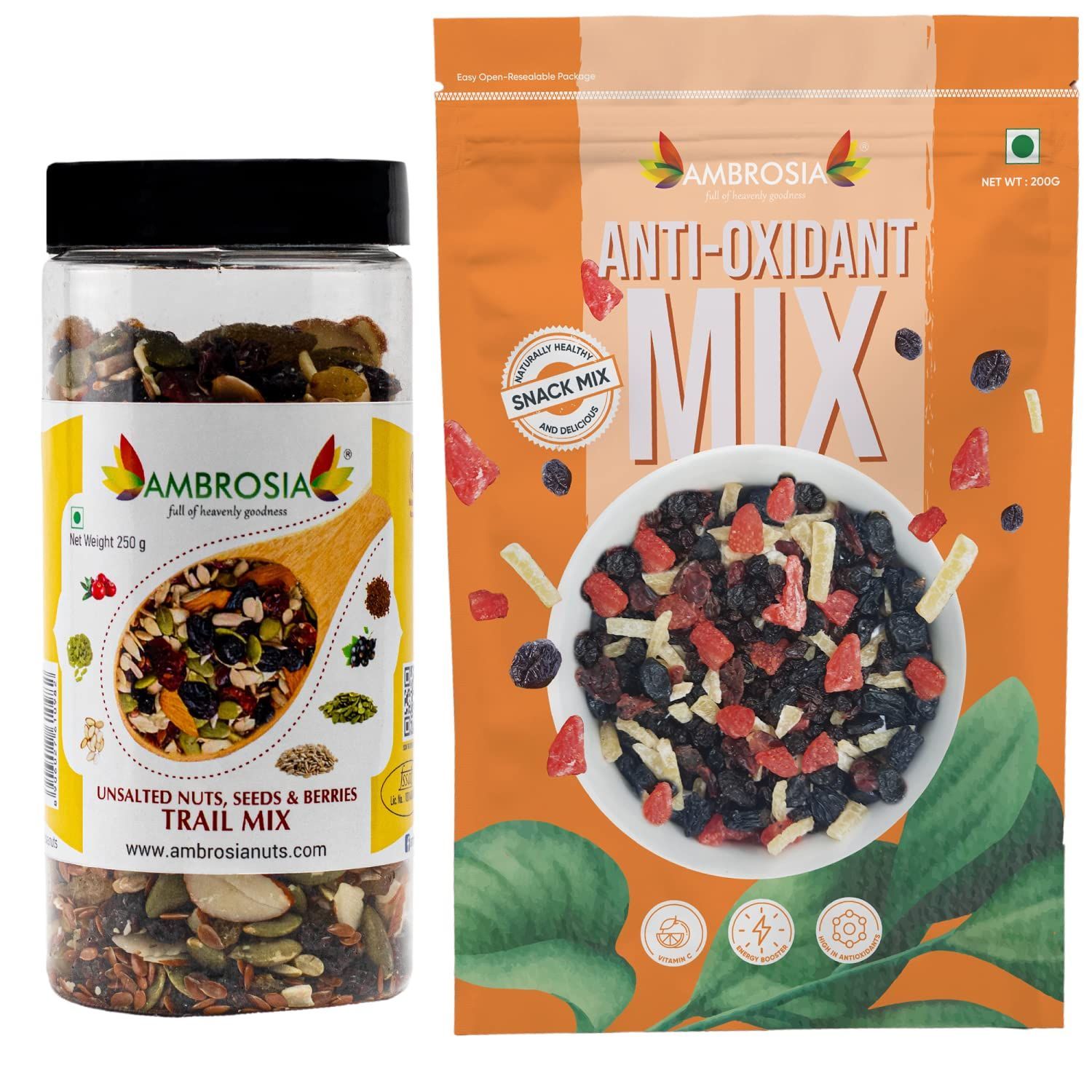 Ambrosia Trail Mix (Combo_ClassicTrBottle250g_BerryMix200g, 450g)