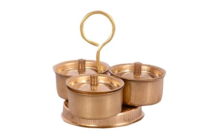 Desi Toys Brass Trimukh Playset | Play Kitchen | Cooking Set Collectible | Classical Indian Toys | Vintage Showpiece Figurine for Home Decors | Bhatukali | Miniature Metal Toy