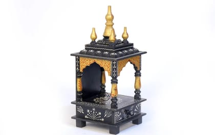 Wood To Cart® Beautiful MDF Wooden Temple/Pooja Mandir for Home and Office/Wall Mounted Temple/Puja Stand (Black - 8x8x18 inches)