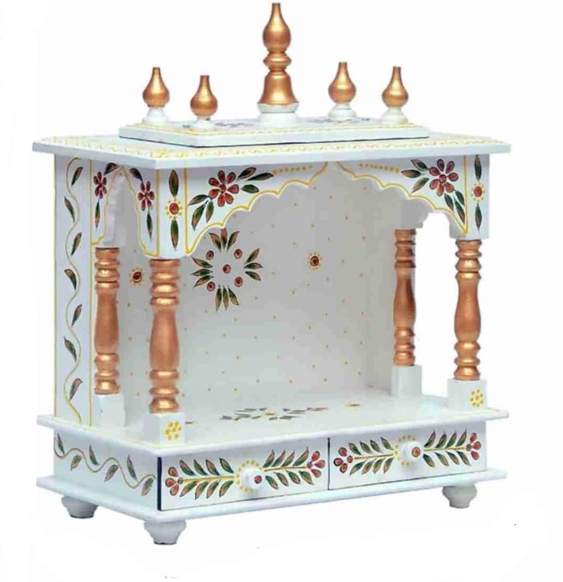 Wood To Cart Beautiful MDF Wooden Temple/Pooja Mandir for Home and Office/Wall Mounted Temple/Puja Stand(White - 18x9x22 inches)