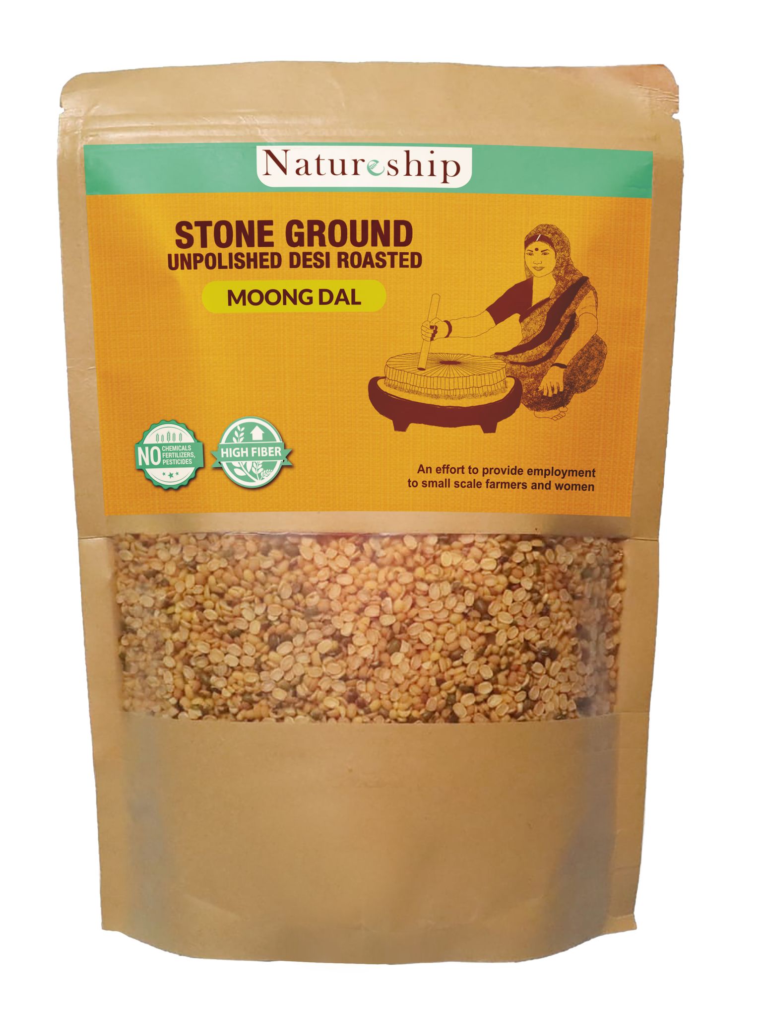 Natureship - Hand roasted and stone-ground Moong Dal 500 grams.