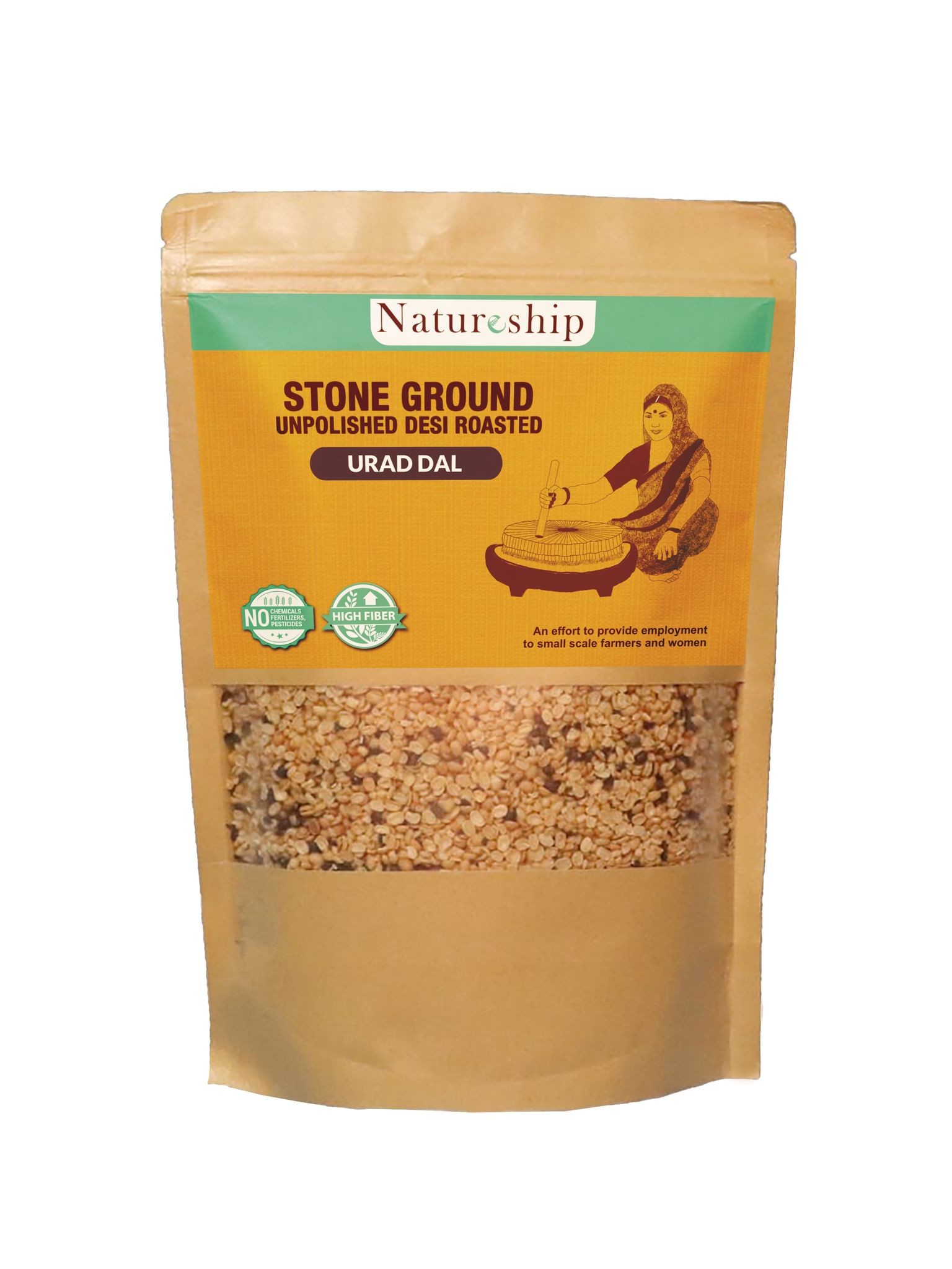 Natureship - Hand roasted and stone ground Urad Dal, 500 grams.