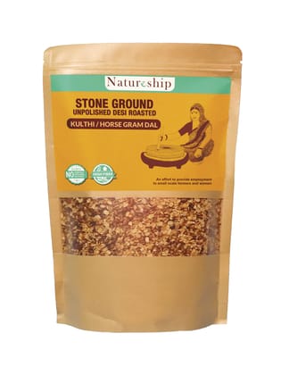 Natureship - Hand roasted and stone-ground Kulthi Dal, 500 grams.