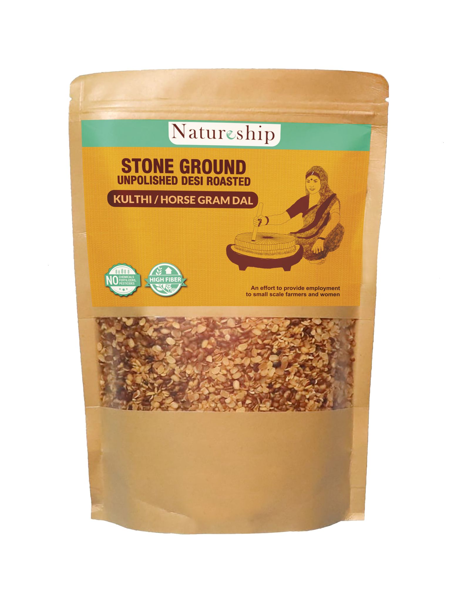 Natureship - Hand roasted and stone-ground Kulthi Dal, 500 grams.