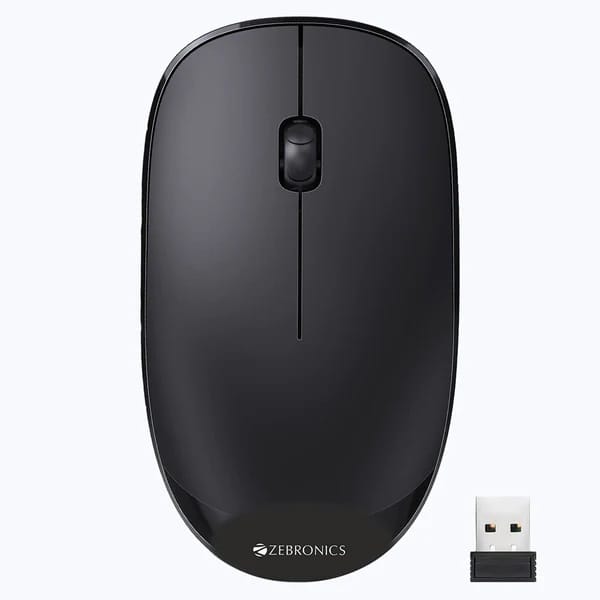 ZEBRONICS Amaze Wireless Mouse for Computers, Laptops with 2000 DPI, Advanced Optical Sensor, 2.4GHz USB Nano Receiver, Plug - Play Usag