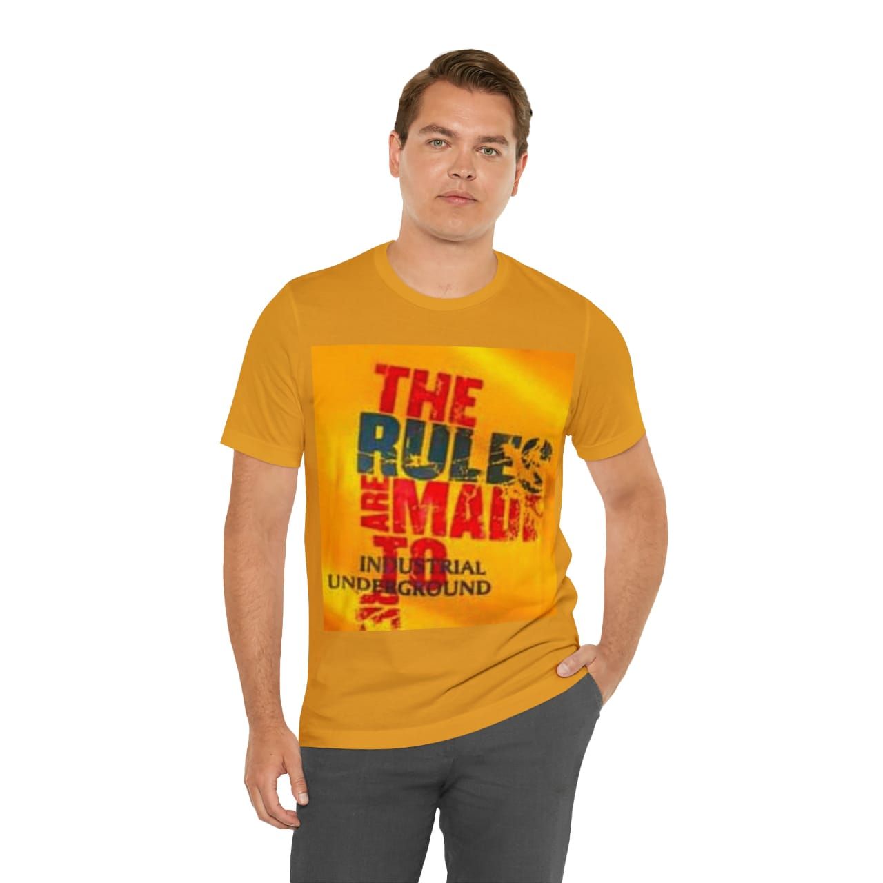 BRAND FIRI Rethink Graphic T-Shirt Mustard