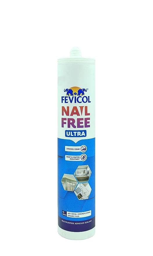 Ninetales Nail Free Ultra Multi-Purpose Silicone Sealant | Heat & Water Resistant | Excellent Binding | High Binding Strength | Bonding ACP, Metals, Concrete Stone, Ceramic - 435g (White)