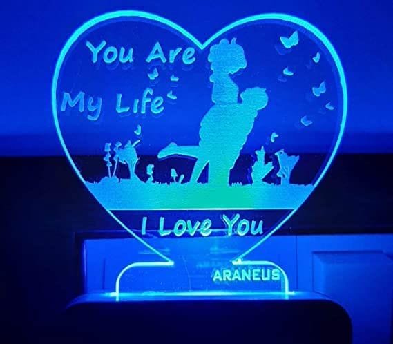 Custom Couple Heart Name Wall Hanging With Led Light | Buy Couple Name Wall  Hanging Online