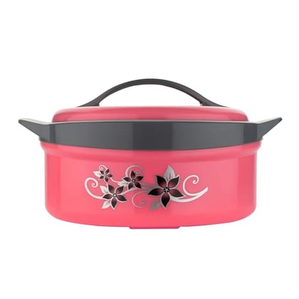 HASHONE Inner Steel Insulated Casserole Hot Pot for Roti/Chapati Hot Box Chapati Box/Casserole, Pink 2500ml-