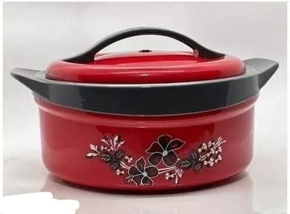 HASHONE Inner Steel Insulated Casserole Hot Pot for Roti Chapati Hot Box Casserole 2500 ml ( RED Floral Print )
