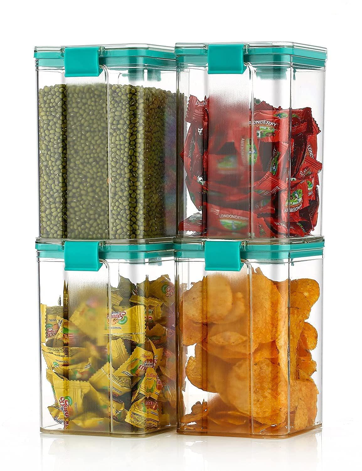 HASHONE Lock & Lock Classic Square Plastic Airtight Grocery Storage, Cereal Dispenser Storage Container 1100 ml