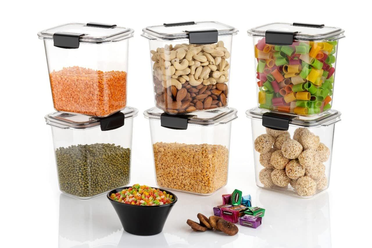 HASHONE Plastic Multipurpose Air Tight Kitchen Storage Container Set, Kitchen containers set, Kitchen Accessories Items For Storage Organizer (6 Pc) (1100 ml)