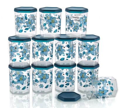 HASHONE Plastic Printed Kitchen Storage Jar Hexagon Shape Box
