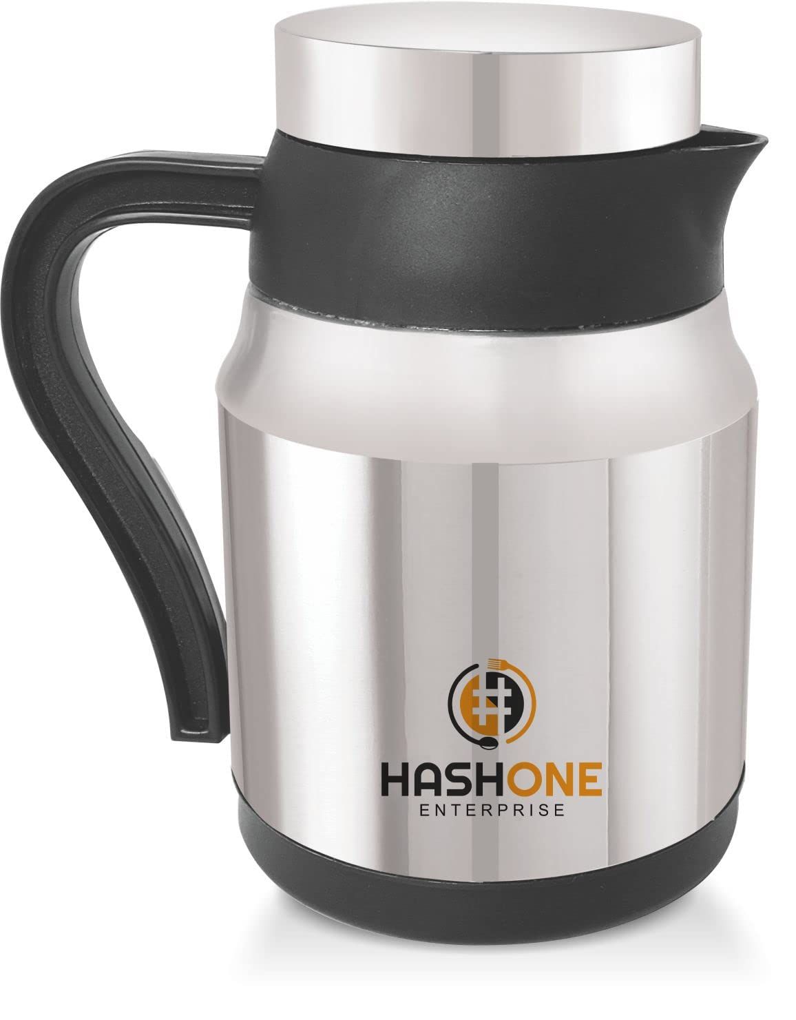 HASHONE HASHONE Stainless Steel Vacuum Teapot Flask Thermos Vacuum Double Wall Hot Cold Flask Leak Proof, (Silver)