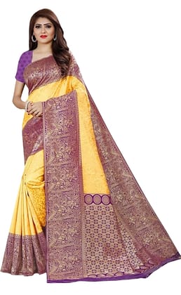 ATTIRIS Women Zari Silk Woven Saree with Blouse Piece(0.8m)